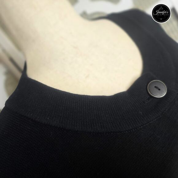 Rafaella Black Scoop Neck 3/4 Sleeve Cardigan Size Large - Picture 4 of 11